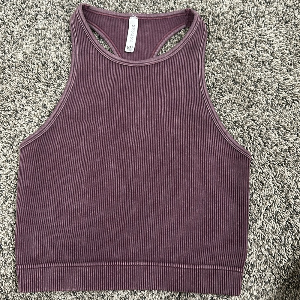 Zenana Outfitters Ribbed & Fitted Sleeveless Crop Tank Top